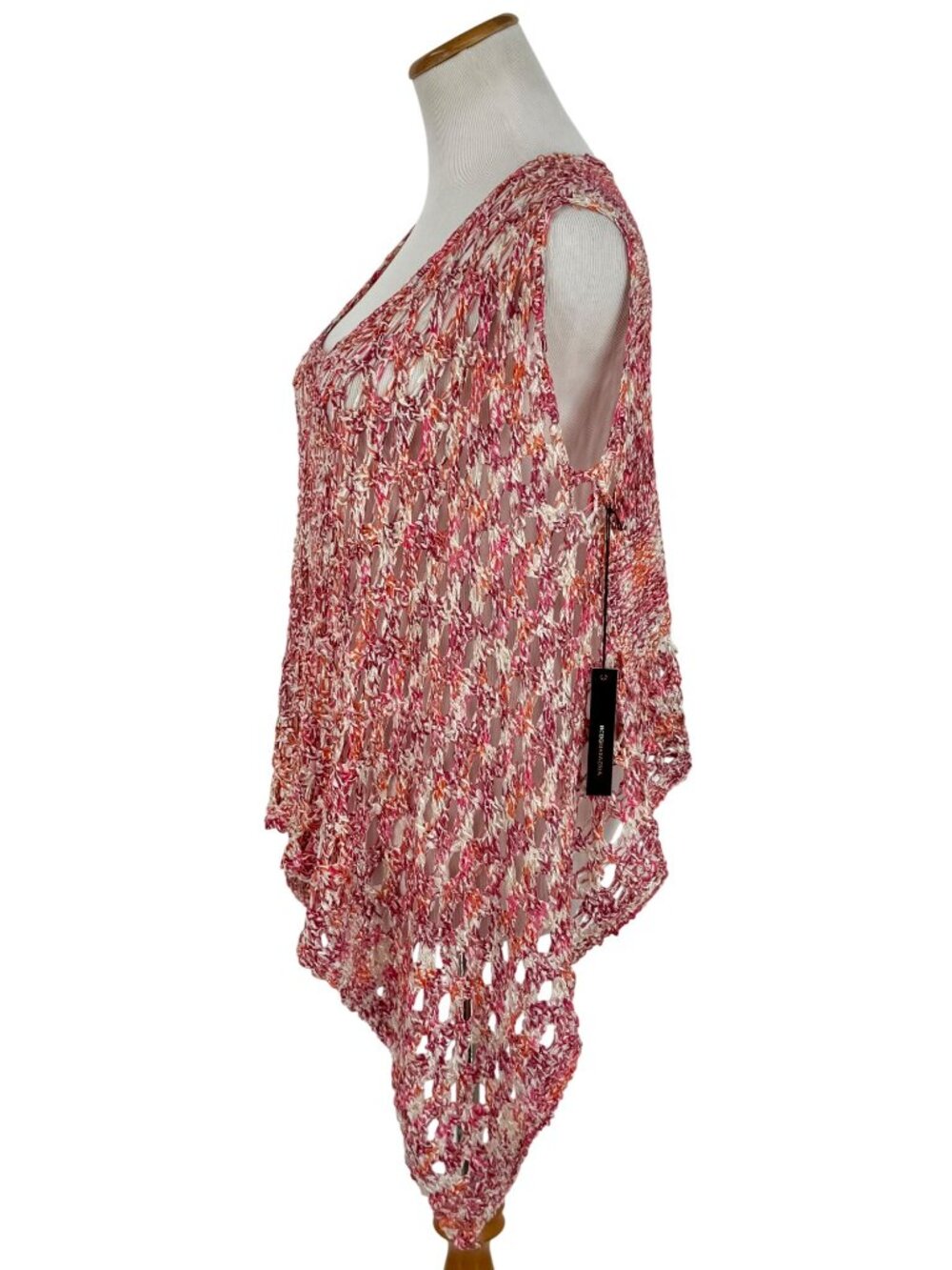 NWT BCBG Max Azria Multicolored Crochet Knit Cover Up Top | Boho Festival Indie - Picture 7 of 15